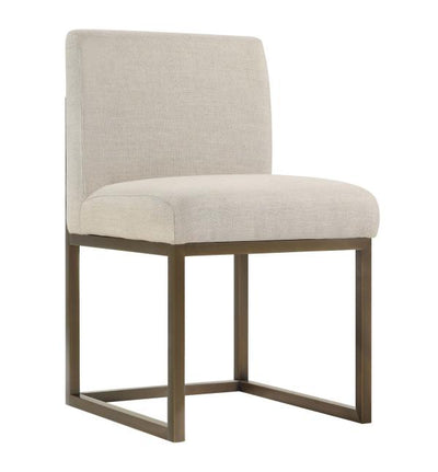 Haute Beige Linen Chair in Brass - Al Rugaib Furniture (2256806576224)