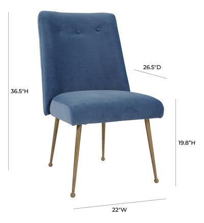 Batik Ocean Blue Velvet Dining Chair (4576465649760)