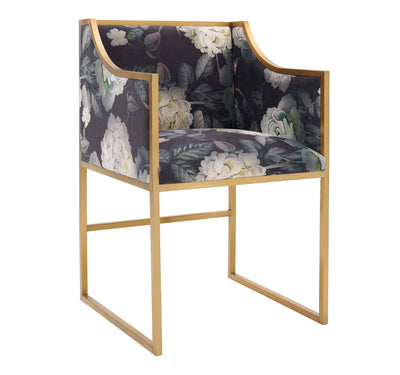 Atara Floral Velvet Gold Chair - Al Rugaib Furniture (4576463159392)