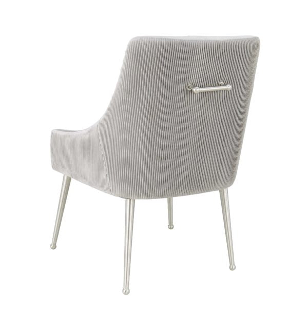 Beatrix Pleated Light Grey Velvet Side Chair - Silver Legs (4576467353696)