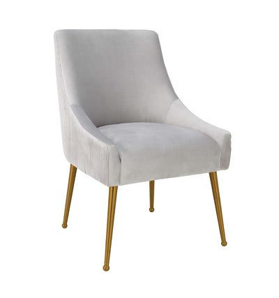 Beatrix Pleated Light Grey Velvet Chair (6599961804896)