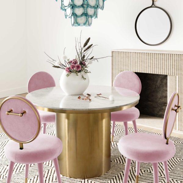 Kylie Bubblegum Velvet Dining Chair (6568255586400)