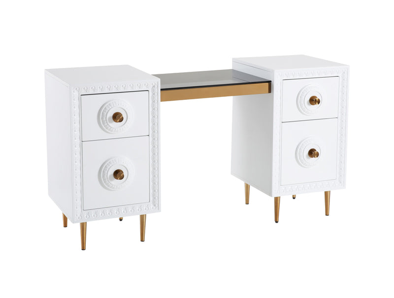 Bovey White Lacquer Desk - Al Rugaib Furniture (4576470073440)