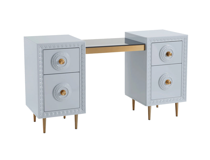 Bovey Light Grey Lacquer Desk - Al Rugaib Furniture (4576469844064)