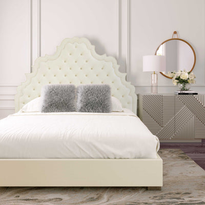 Carolina Cream Velvet Bed in King (6568240775264)