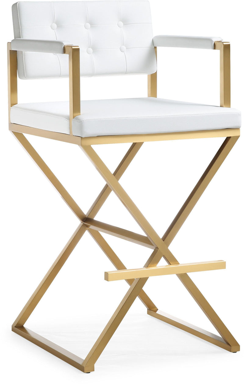 Director White Gold Steel Barstool - Al Rugaib Furniture (4576478888032)