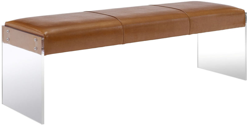 Envy Brown Leather/Acrylic Bench - Al Rugaib Furniture (4576484065376)