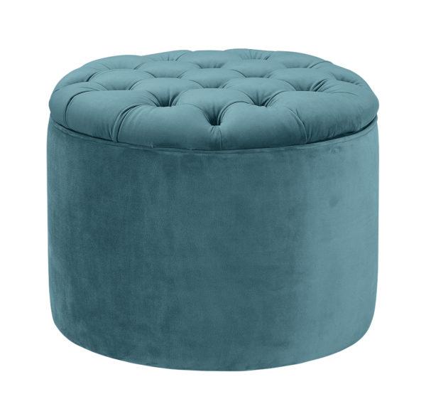 Queen Sea Blue Velvet Storage Ottoman - Al Rugaib Furniture (2283075731552)