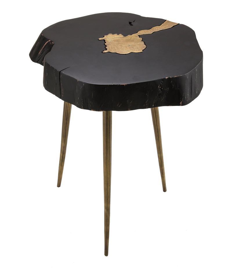Timber Black and Brass Side Table - Al Rugaib Furniture (4576530301024)