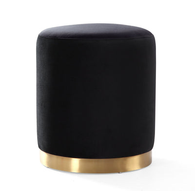 Opal Black Velvet Ottoman -Gold Base - Al Rugaib Furniture (4576514080864)