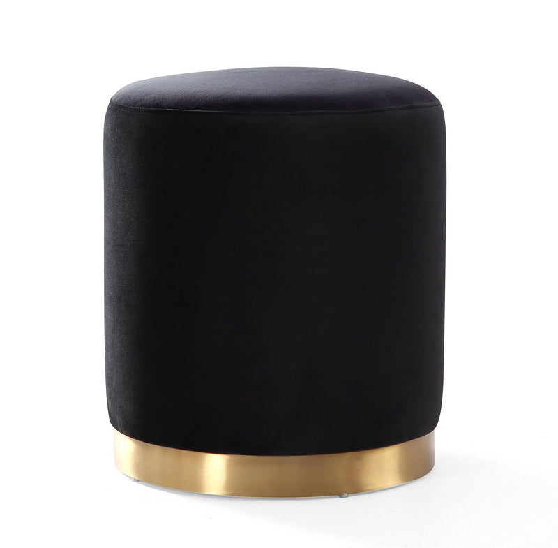 Opal Black Velvet Ottoman -Gold Base - Al Rugaib Furniture (4576514080864)