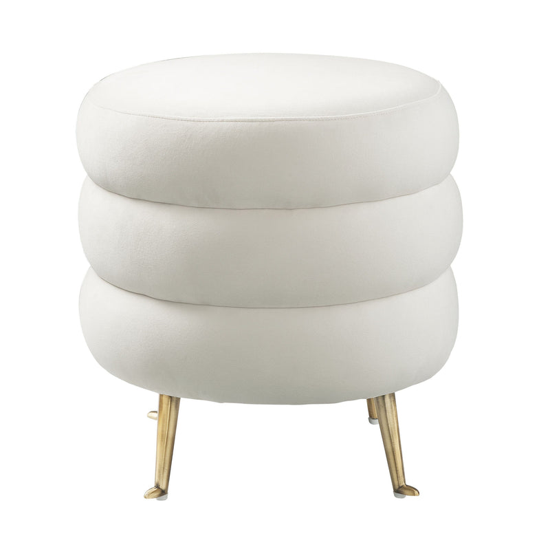 Ladder Cream Velvet Ottoman - Al Rugaib Furniture (4576503300192)