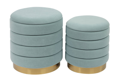 Saturn Sea Blue Velvet Storage Ottomans - Set of 2 - Al Rugaib Furniture (4576524304480)