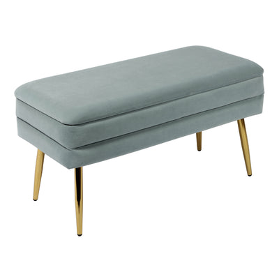Ziva Sea Blue Velvet Storage Bench (6613359624288)