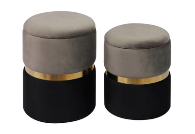 Gigi Grey Velvet Storage Ottomans - Set of 2 - Al Rugaib Furniture (4576489898080)