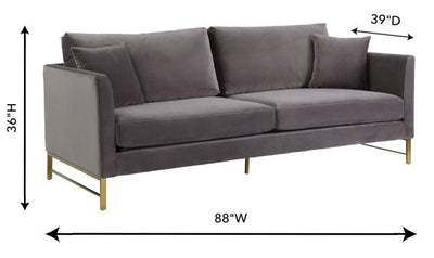 Massi Grey Velvet Sofa - Al Rugaib Furniture (2283038179424)