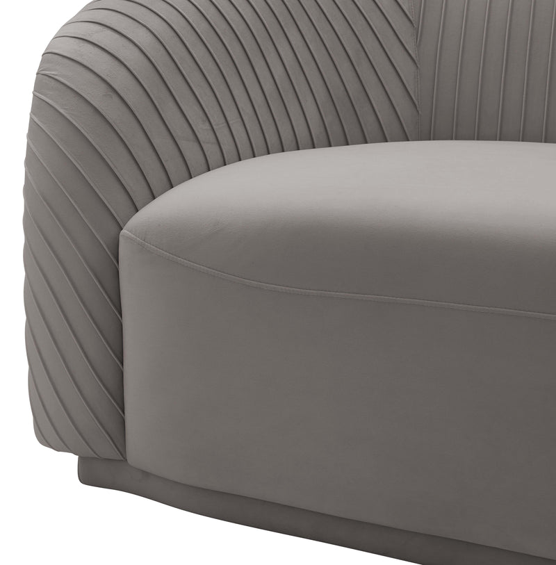 Yara Pleated Grey Velvet Sofa (4576535969888)