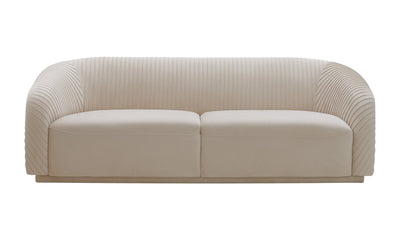 Yara Pleated Beige Velvet Sofa - Al Rugaib Furniture (4576535773280)