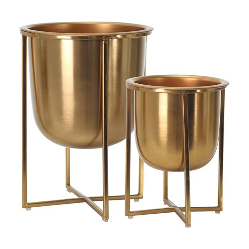 Metal planters on stand S/2 (6622124572768)