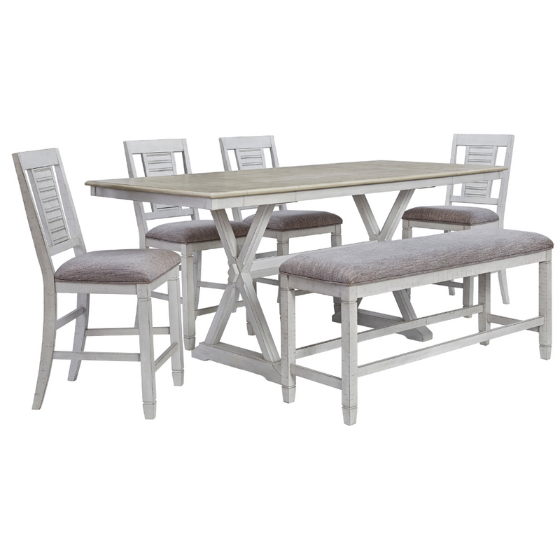Teganville Counter Height Dining Table and 4 Barstools and Bench (6613961113696)