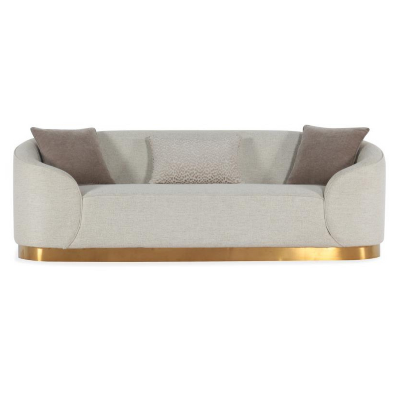 Wood Frame Upholstered Beige Sofa KD (6640478388320)