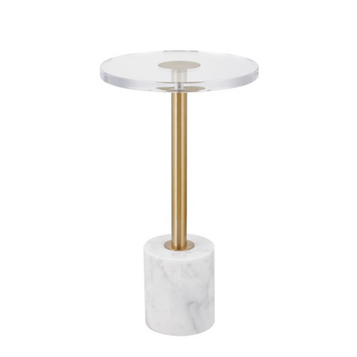 Acrylic Accent table with white marble base