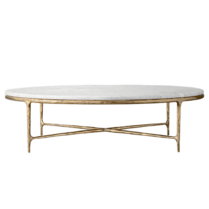 Round Gold Coffee Table with Marble Top (6649076449376)