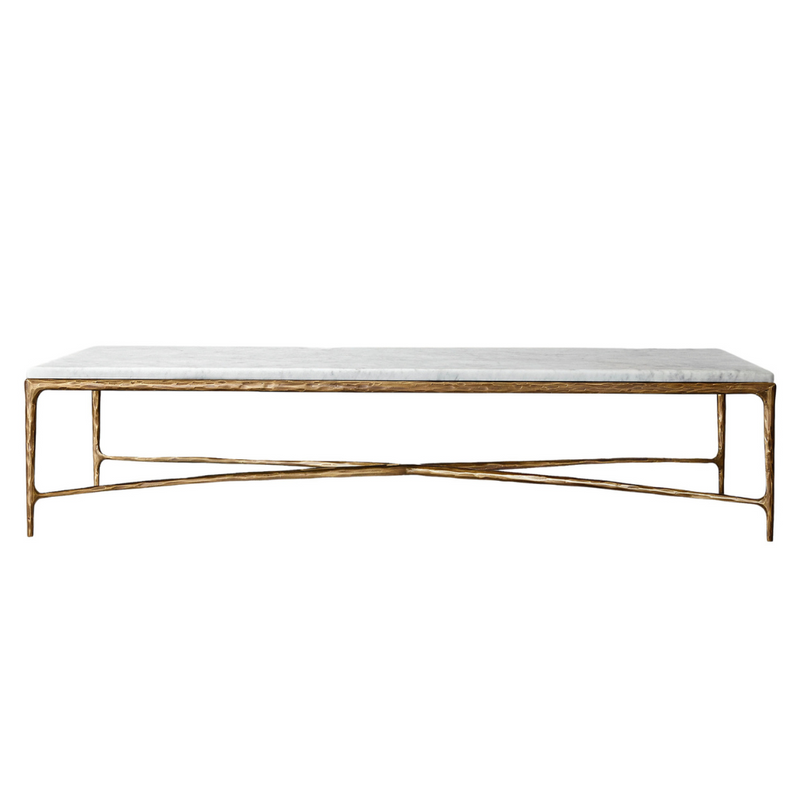 Square Silver Coffee Table with Marble Top