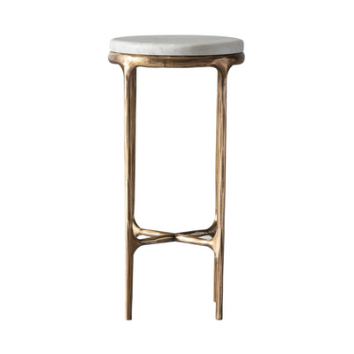 Round Gold Accent Table with Marble Top (6649076711520)