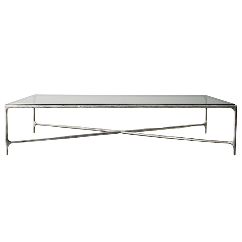 Square Silver Coffee Table with Glass Top