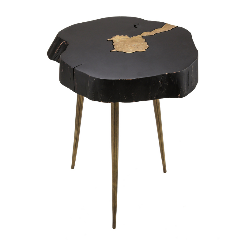 Timber Black and Brass Side Table (4576530301024)