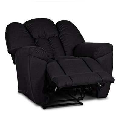 Versace Rocking & Rotating Recliner Upholstered Chair with Controllable Back - Black-905170-BL (6613425586272)