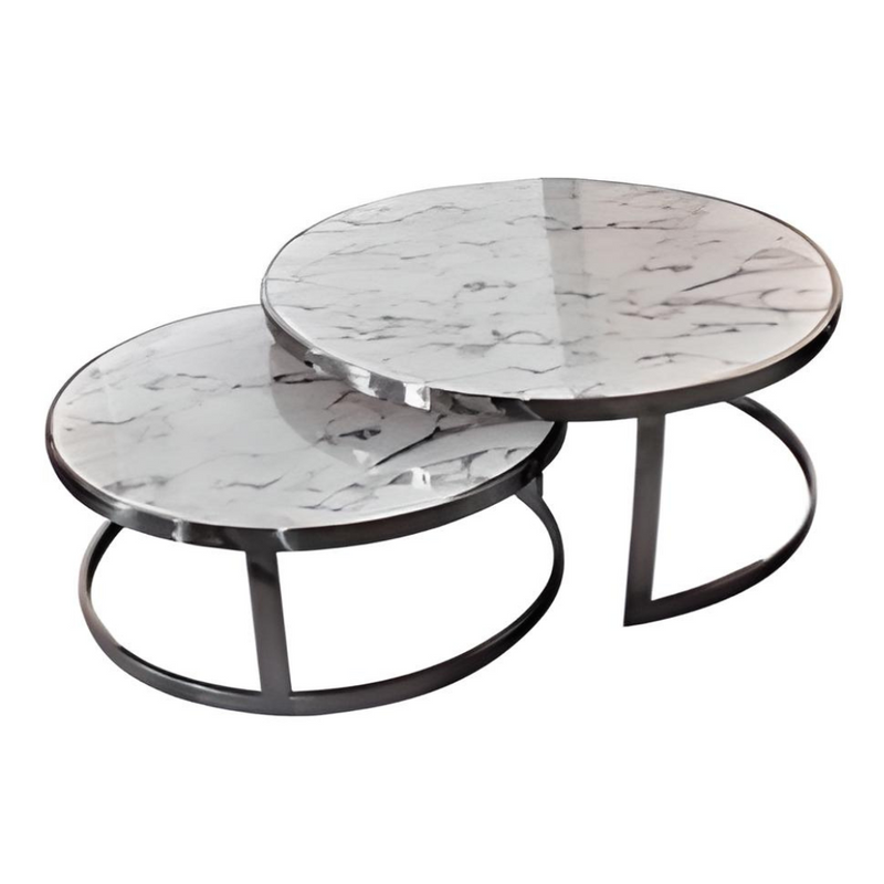 Silver Marble Coffee Table (6557164109920)