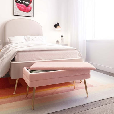 Ziva Blush Velvet Storage Bench - Al Rugaib Furniture (4576536789088)