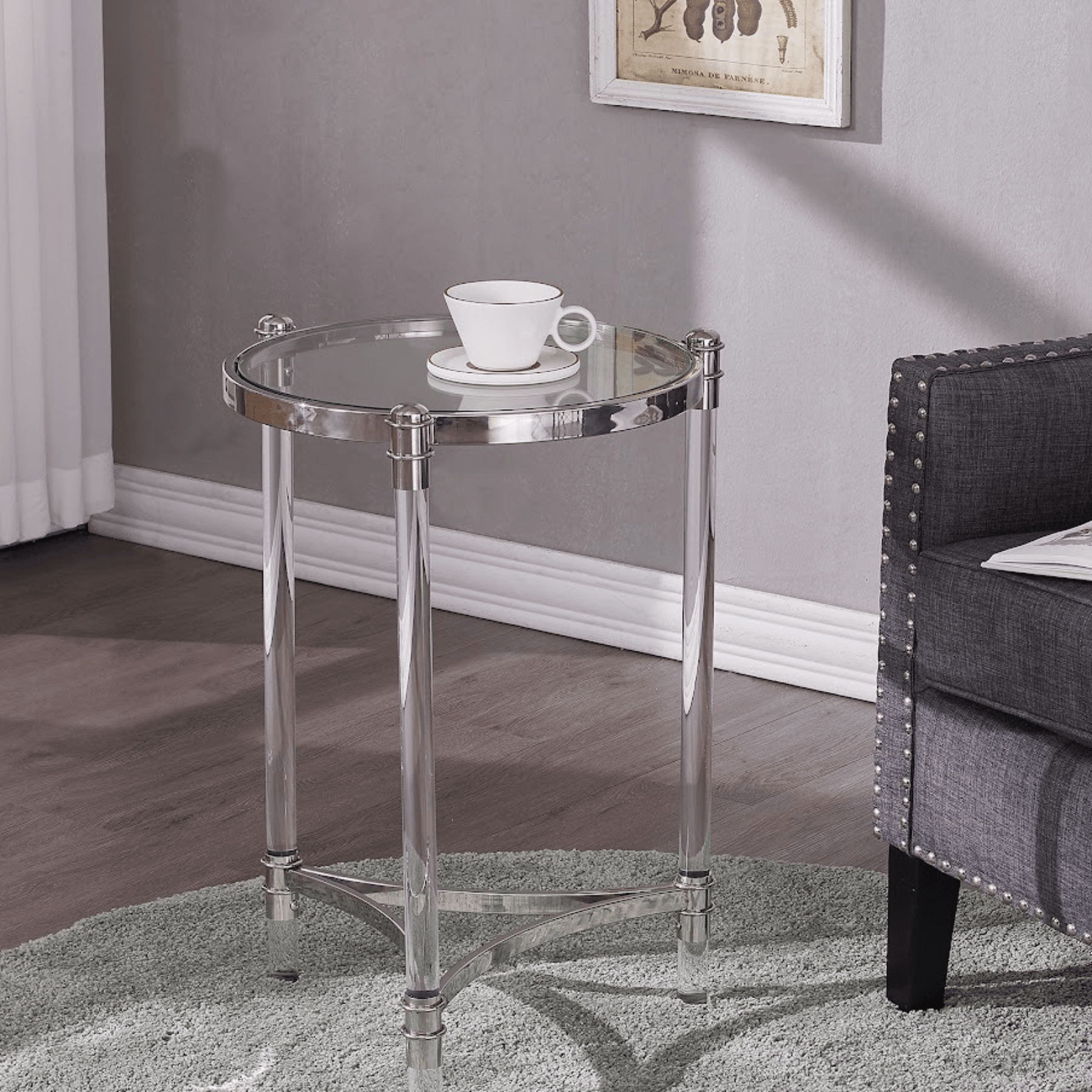 Acrylic Accent table Shinny sliver - Al Rugaib Furniture