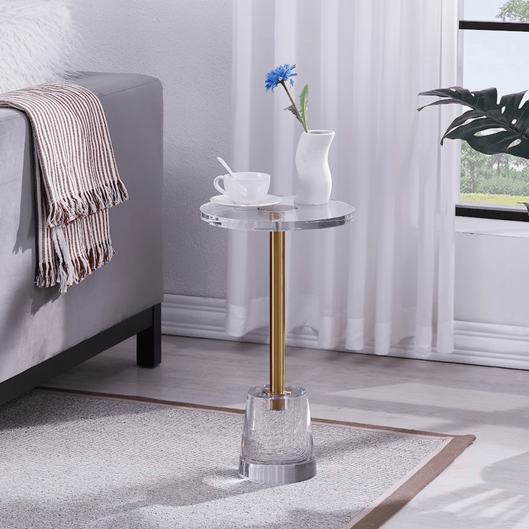 Acrylic Accent table with Crystal marble base - Al Rugaib Furniture