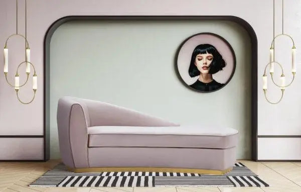 Adele Blush Velvet Chaise Chaises| TOV