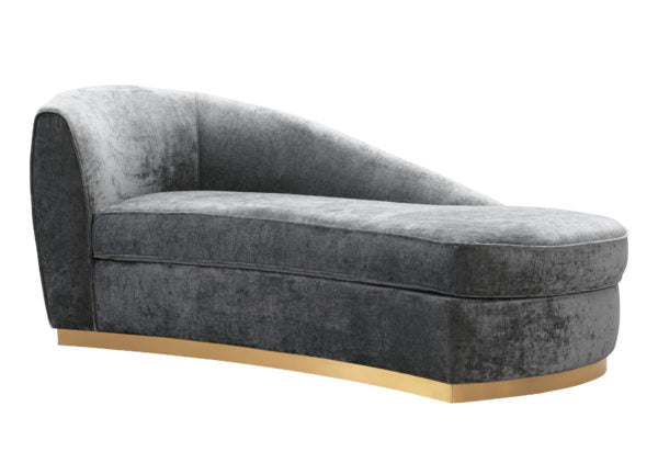 Adele Slub Grey Velvet Chaise Chaises| TOV