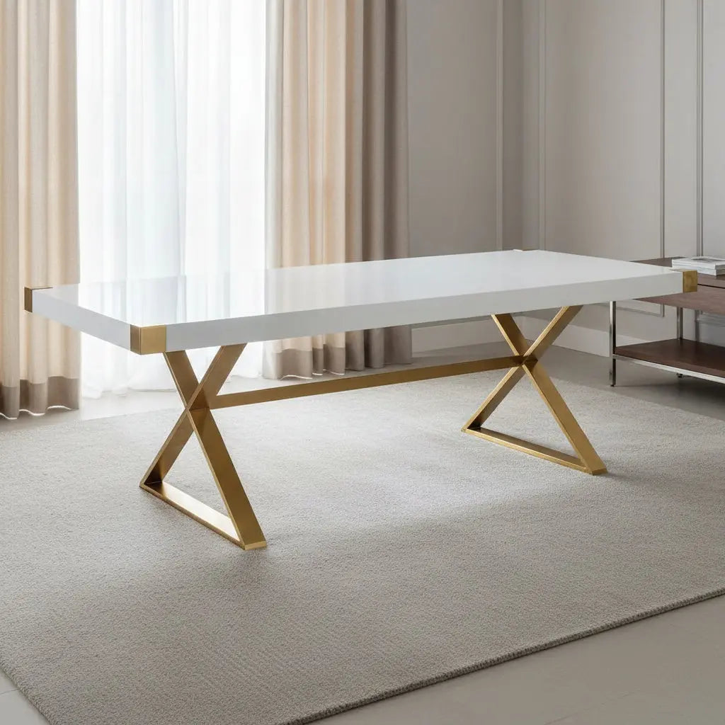 Adeline White Lacquer Dining Table Dining Tables| TOV