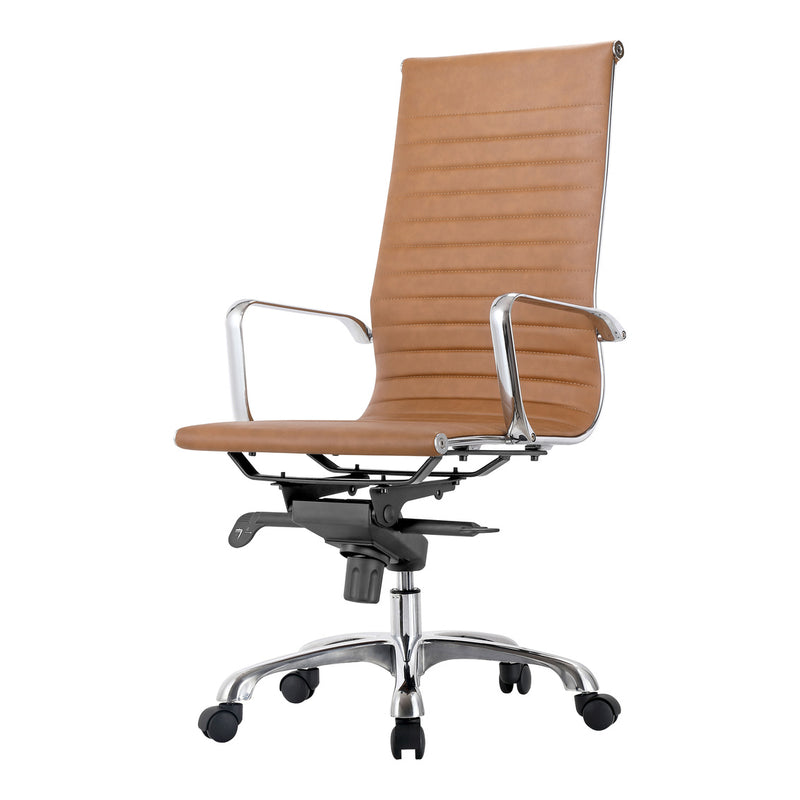 Studio Swivel Office Chair High Back Tan Vegan Leather