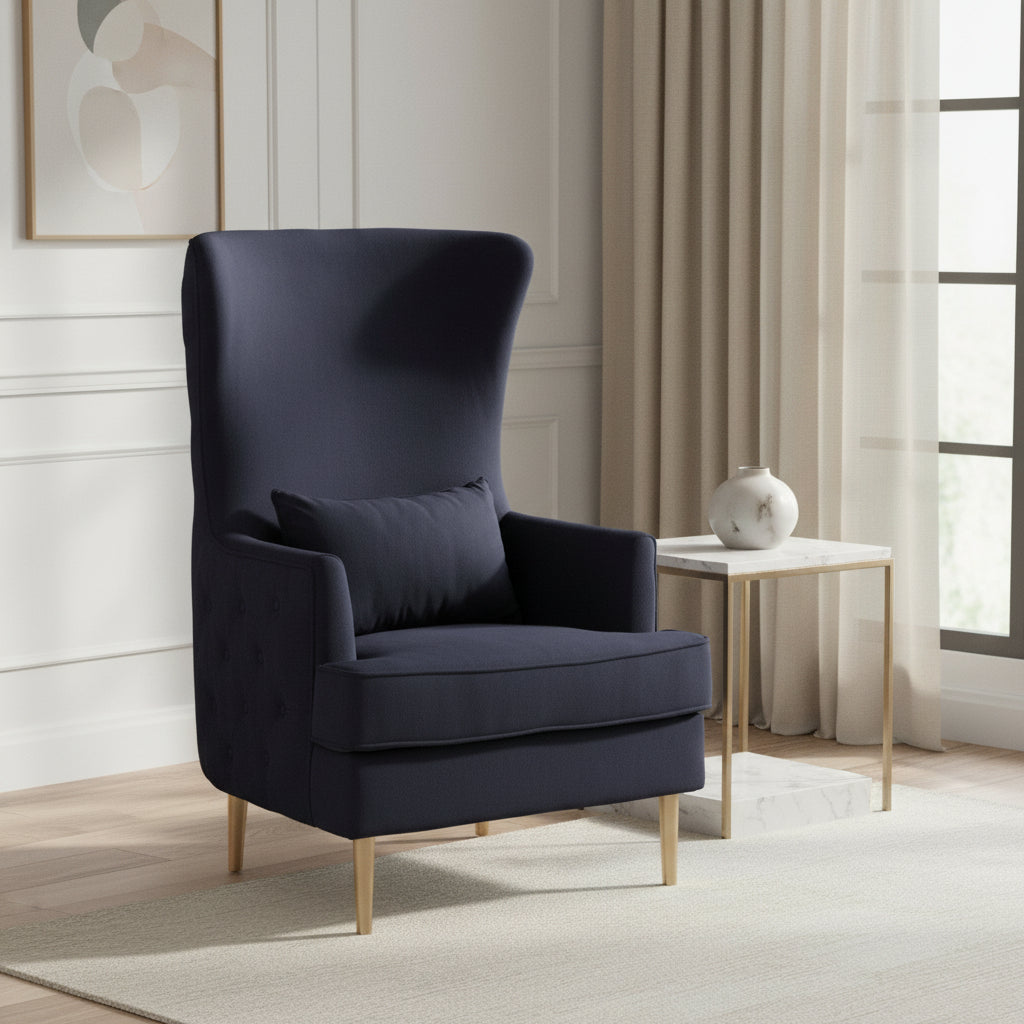 Alina Black Tall Tufted Back Chair Chairs| TOV