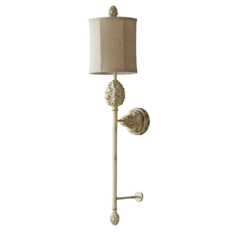 Resin White Wash Finish Linen Shade Wall Sconce (6566720143456)
