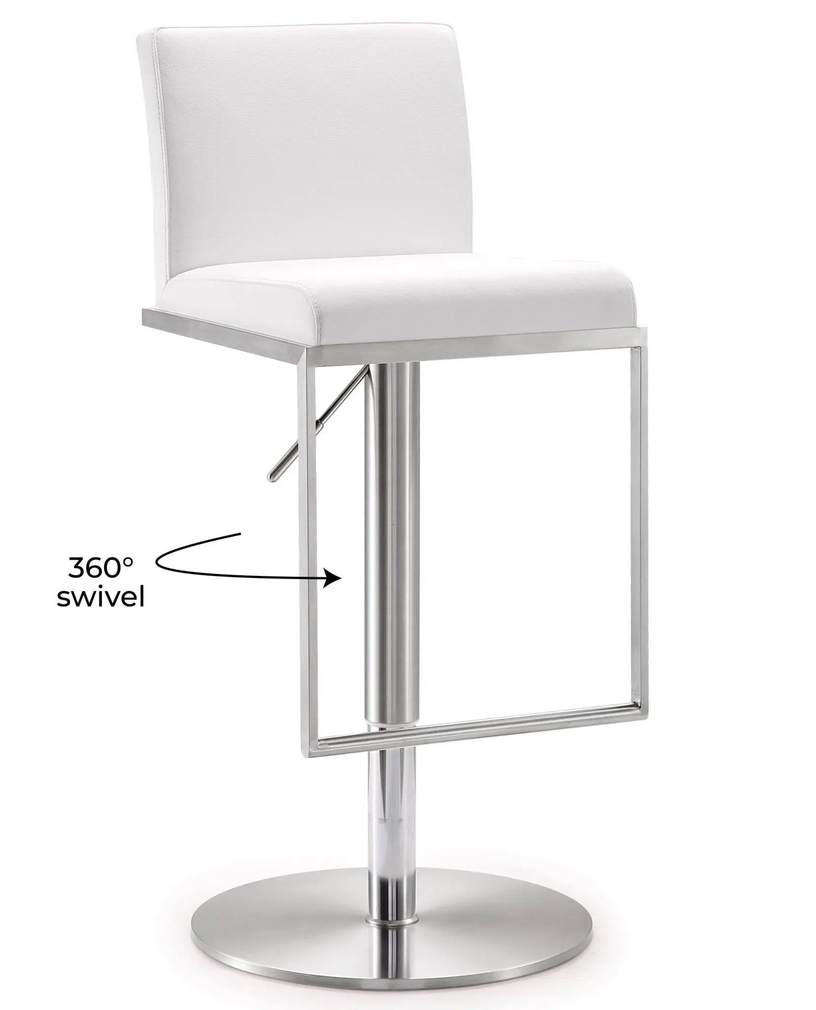 Amalfi White Steel Adjustable Barstool Counter Stools| TOV