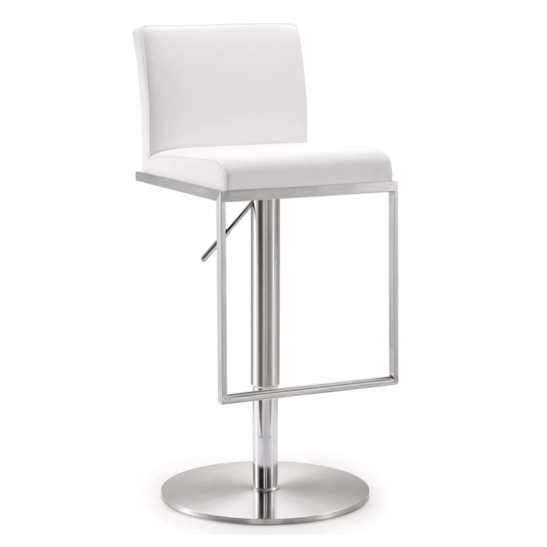 Amalfi White Steel Adjustable Barstool Counter Stools| TOV