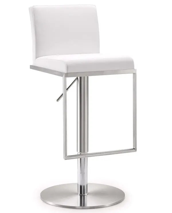 Amalfi White Steel Adjustable Barstool Counter Stools| TOV