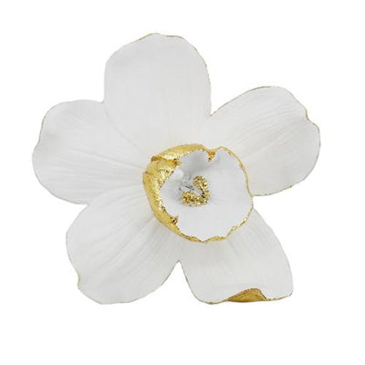 RESIN 9" ORCHID WALL HANGER, WHITE/GOLD - Al Rugaib Furniture (4553835413600)