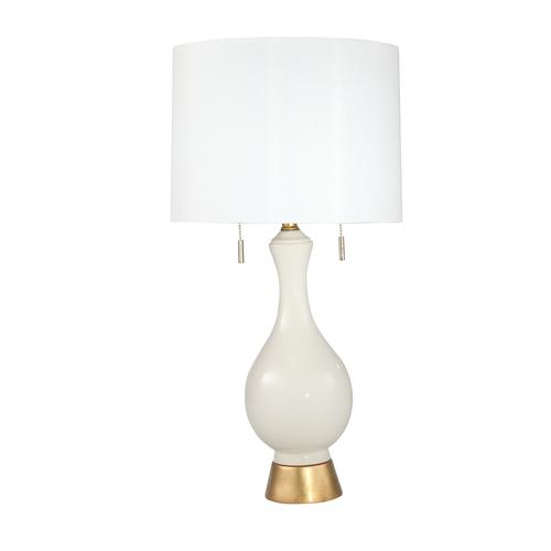 CERAMIC 28" TEARDROP TABLE LAMP, WHITE/GOLD - Al Rugaib Furniture (4618048143456)