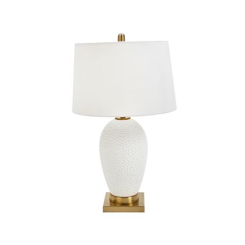CERAMIC 27" TABLE LAMP W/ CRATERED FINISH, WHITE - Al Rugaib Furniture (4552269299808)
