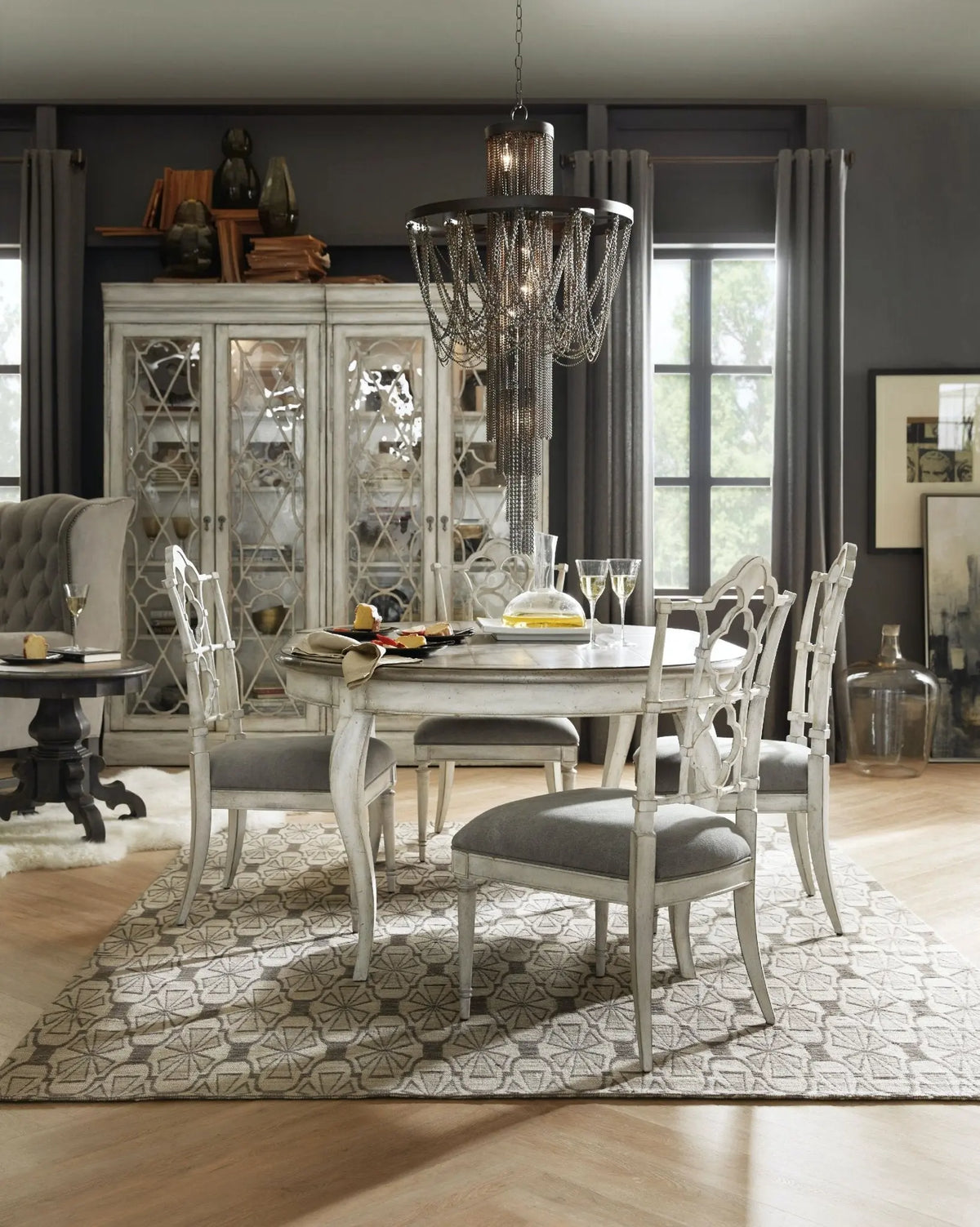 Arabella 48in Round Leg Table w/1-20in leaf Accent & End Tables| Hooker