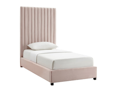Arabelle Blush Velvet Bed in Twin - Al Rugaib Furniture